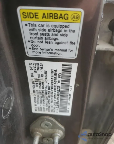 2010 Honda Cr-V Ex z USA, uszkodzony, nr VIN 5J6RE4H56AL058205